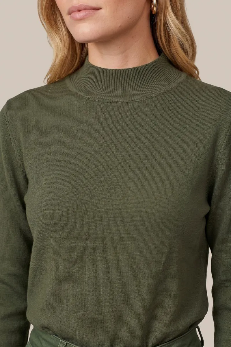 CS The Label Ambra Knit Pullover, gebreide trui in Dark Olive